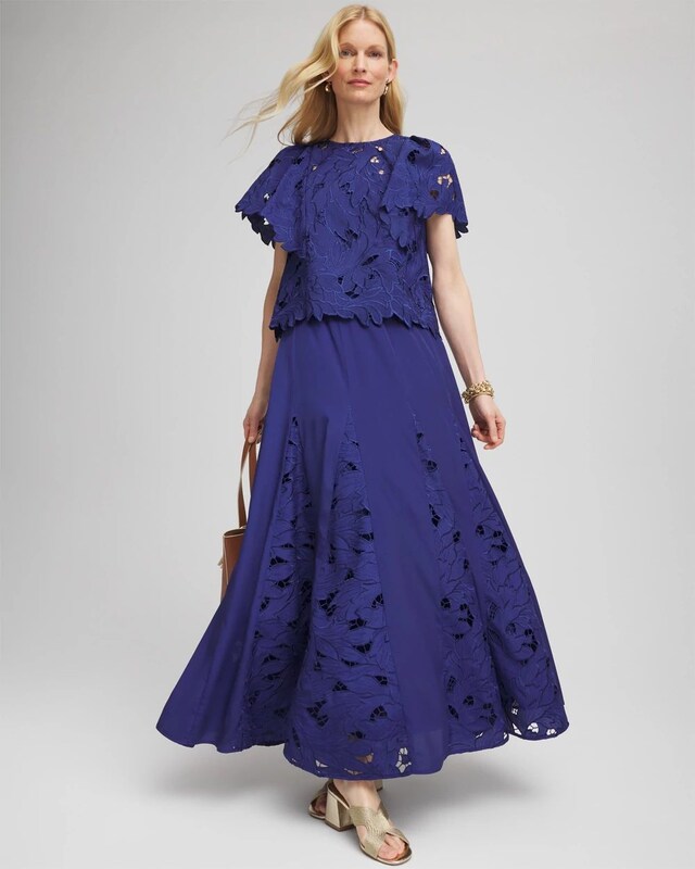 Godet Maxi Eyelet Skirt - image 2